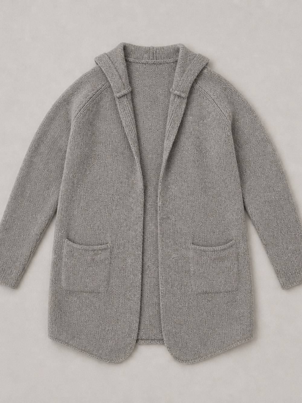 TNA Hooded Open-Front Knit Wool Cardigan
